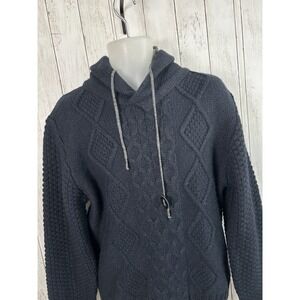 New 7Diamonds Sweater Mens Large Henley Pullover Detachable Hood Casual Outdoors